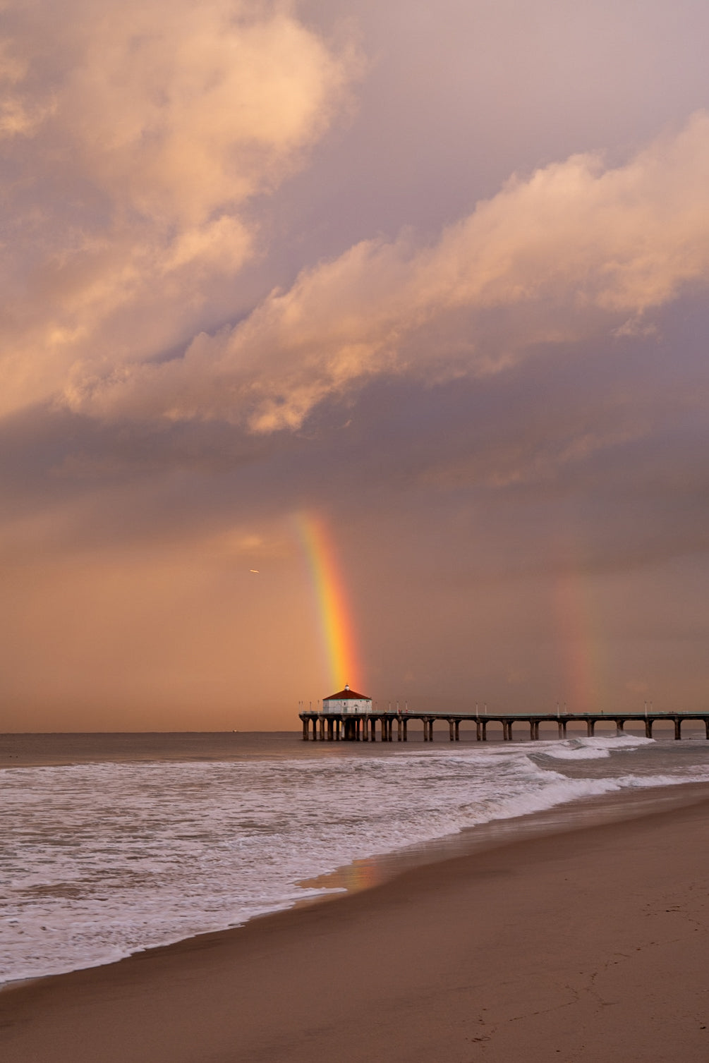 Rainbow over MB Pier — double rainbow over the Manhattan Beach Pier