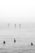 SUP Paddlers in Fog